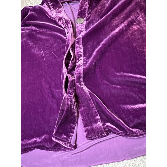 Habitat purple velvet ¾ sleeve button front shirt size L - Picture 9 of 13